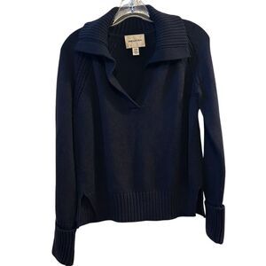 Industry Women's Medium Blue Collared Sweater Polo Ribbed Hem & Cuffs